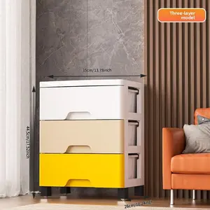 3/4/5/6/layer storage cabinet drawer type plastic household locker living room multi-layer chest of drawers bedroom floor bedside storage cabinet Stackable Cabinet Storage