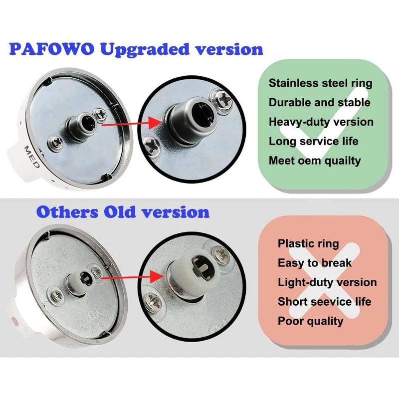 [Upgraded] DG64-00473A Stove Knobs Compatible with  Gas Range/Oven/Stove, Sturdy Stainless Steel Reinforcement Ring, Top Burner Control Dial Knob Range Oven Replacement (5 Pack)