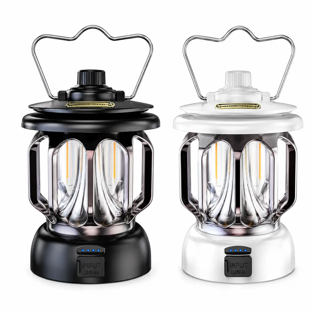 Vintage-Style Camping Lanterns - Portable Atmospheric Light with Metal Hanging Hook, USB Rechargeable, USB Output Function -Ideal for Camping, Emergency Use