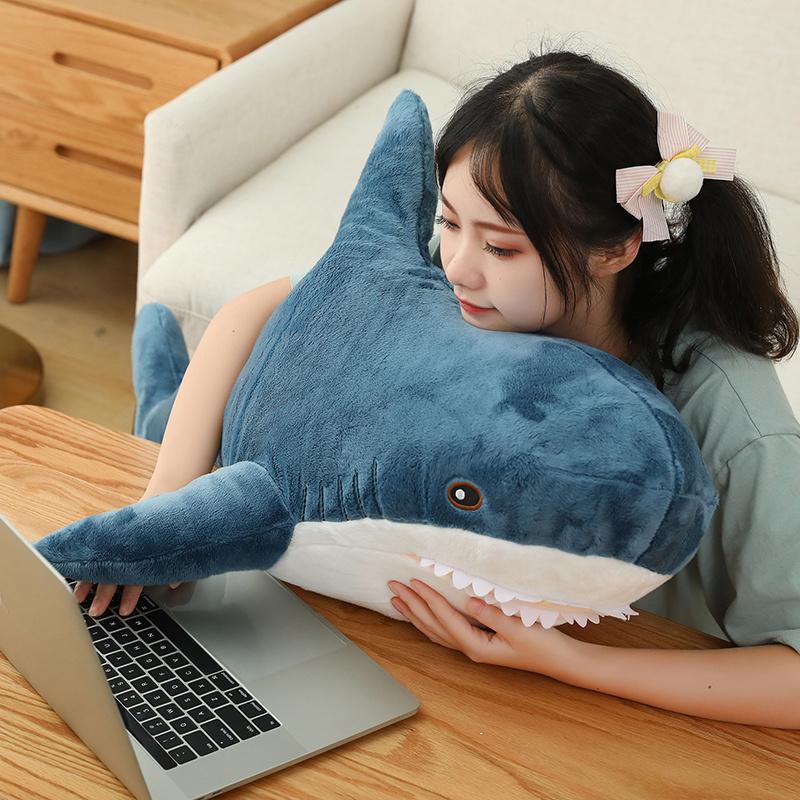 Simulated Shark Sea Creature Blue Pink Grey Fish Toy  Super soft Dolls Cartoon Pillow Bed Decor Birthday Gift for Girls Boys
