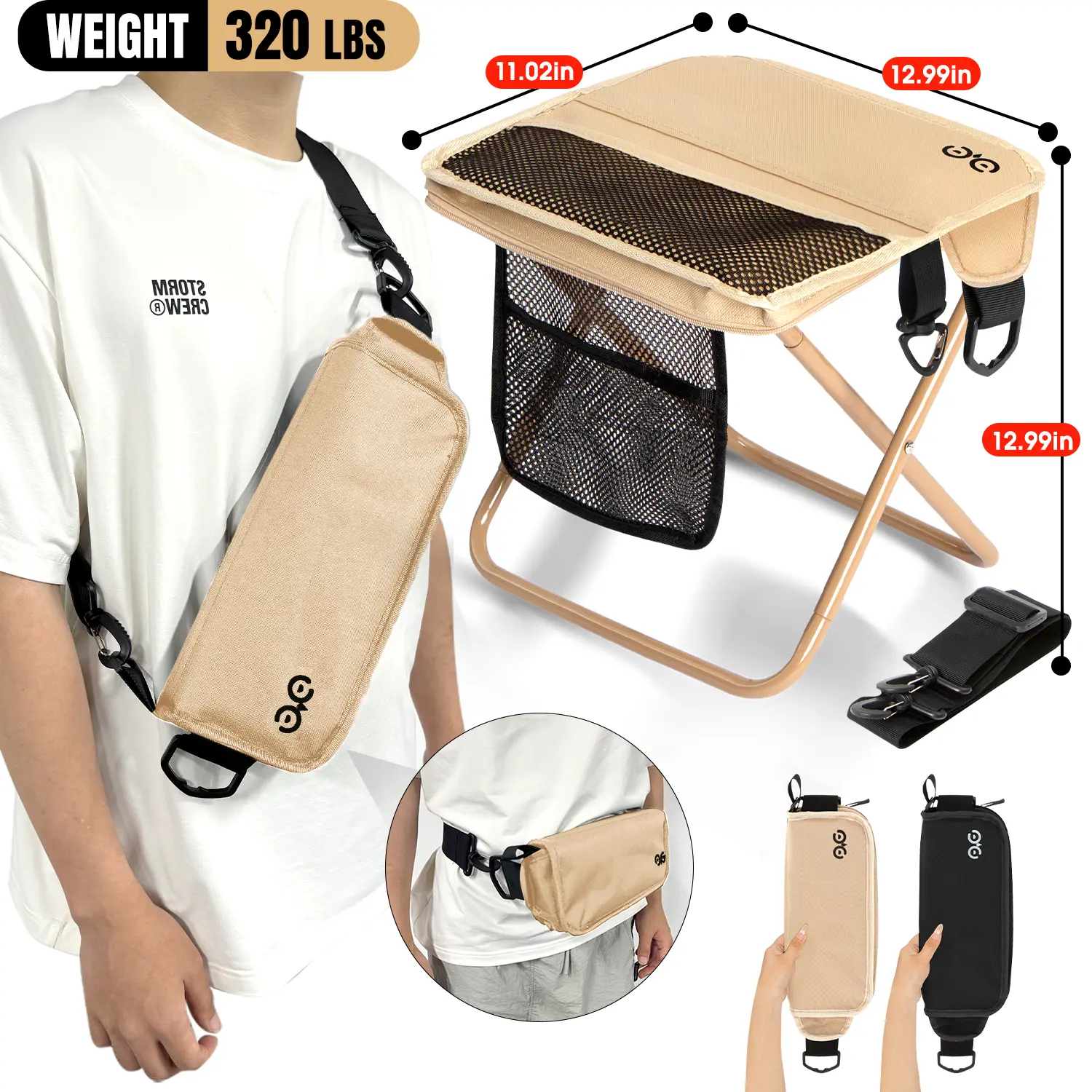 【Hot selling】 Waist bag style Khaki-12.9in