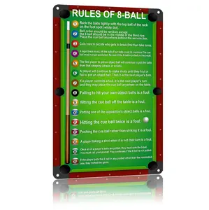 8x12 Aluminum Metal Sign | Rules of 8-Ball Pool Billiards Wall Decor Billiards Room & Bar Decor Gift