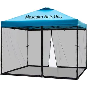 10x10 Mosquito Netting for Patio Camping Gazebo/Pop Up Canopy Tent,Double Door Side Screen Easy Installation Black(Only Mosquito Net No Frame) (Embedded 10x10)