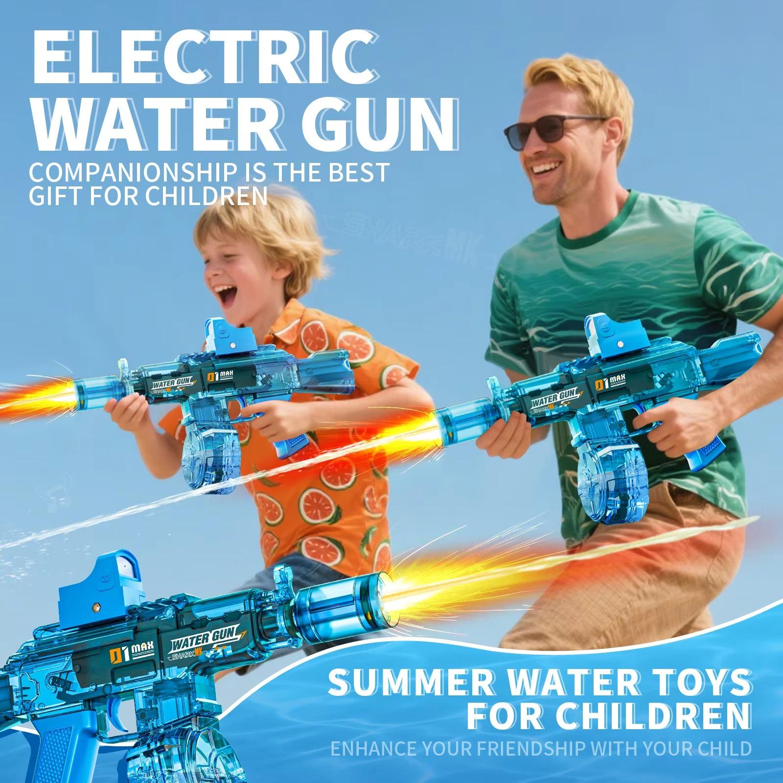 Powerful Electric Water Gun Automatic, Glowing Realistic Muzzle 320cc High Capacity Squirt Toy, Up to 32FT Range for Backyard Beach Party Party gifts