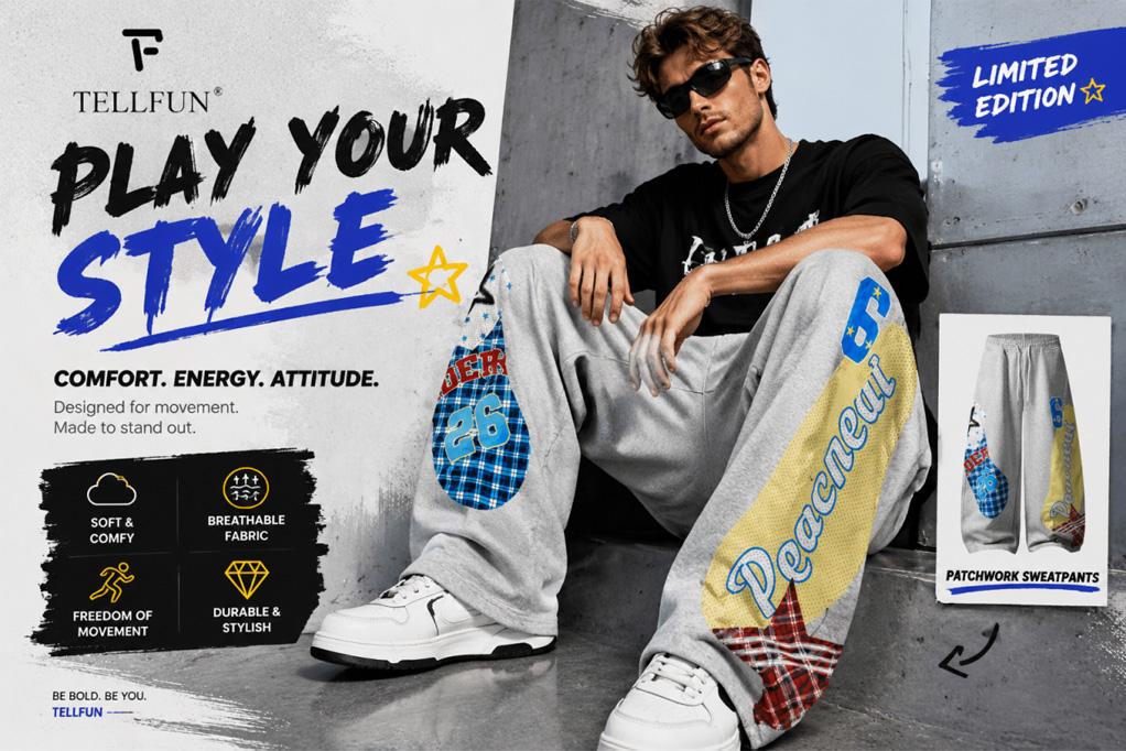 TELLFUN--Men's Low-Waist Y2k Grunge Barrel Sweatpants - Baggy Fit, Loose-Fitting Wide-Leg, Graphic Print Activewear with Adjustable Drawstring for Teens TELLFUN--Men's Low-Waist Y2k Grunge Barrel Sweatpants - Baggy Fit, Loose-Fitting Wide-Leg, Graphic Print Activewear with Adjustable Drawstring for Teens