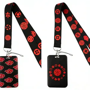 Naruto card holder set, anime cartoon phone lanyard, bus card holder, work lanyard, campus card pendant men accessories jewelry