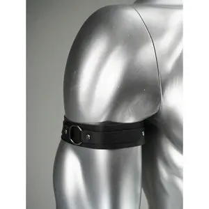 Adjustable Men's Gothic-Style Armband - tactical arm band   Street Style Black Faux Leather, Rivet Detail, Square Metal Buckle - Fashion Accessory For Parties And Valentine's Day