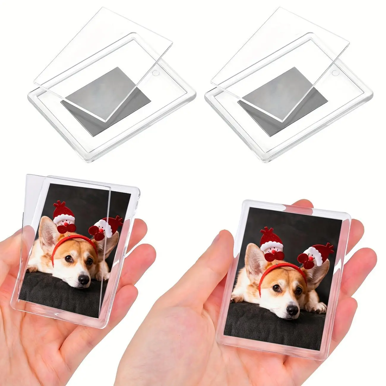 10pcs Acrylic Magnetic Photo Frames, Modern Transparent Refrigerator Magnets, Strong Magnetic Hold for Home Office Decor, Photo Decorations, Scratch-Resistant Finish, Picture Frame Set