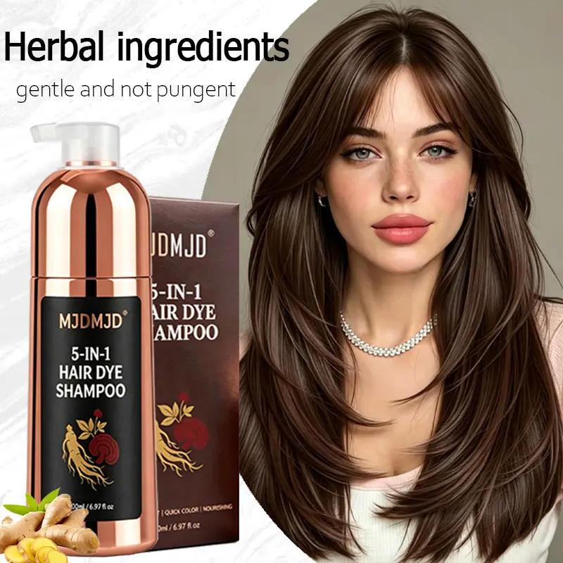 Completely Upgraded Dark Chocolate Hair Dye Shampoo 5 in 1 with Natural Ingredients – 10–15 Mins Gray Coverage, Instant Hair Color Shampoo for Women and Men, Instant Hair Dye for All Hair Types 200ml