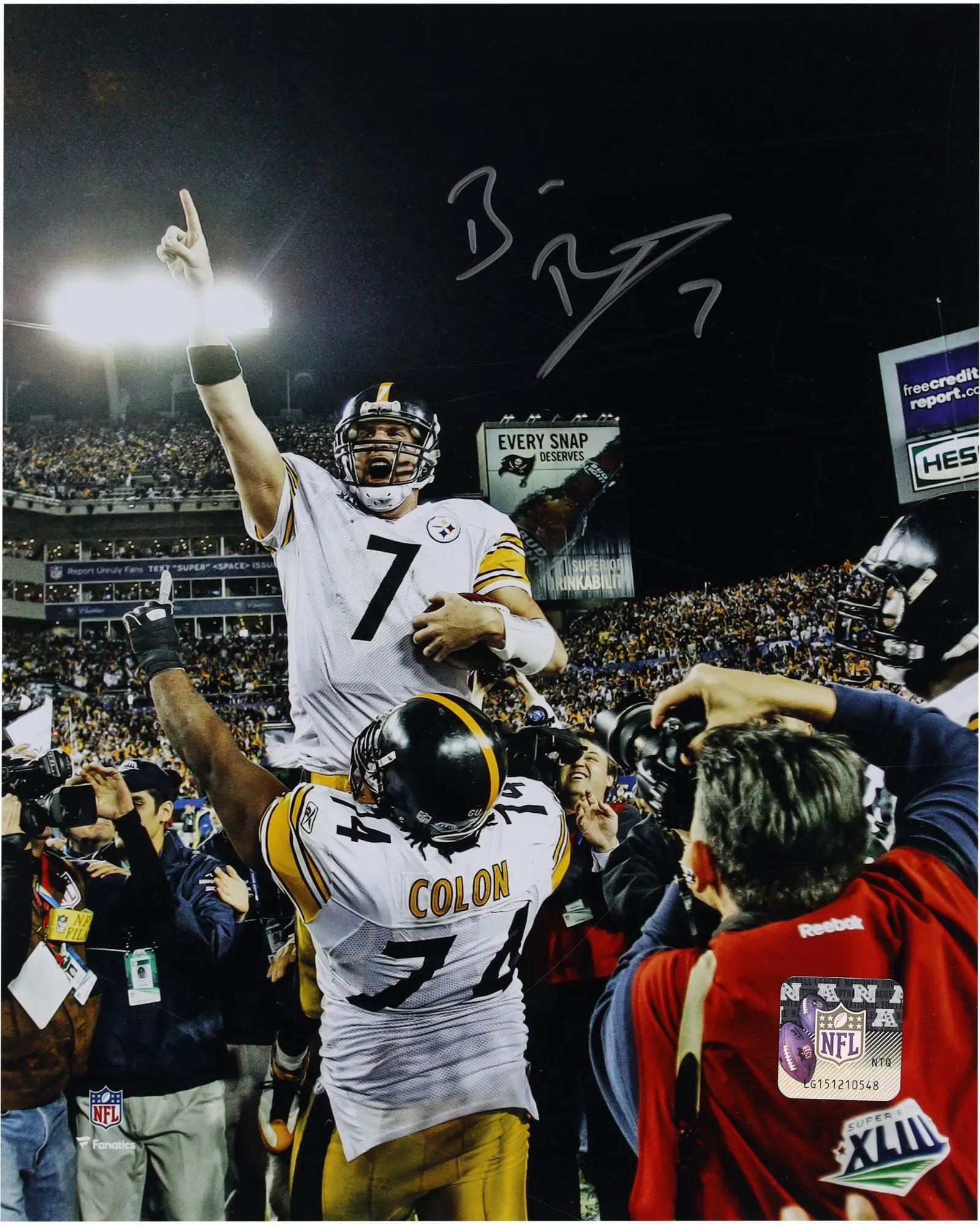 Ben Roethlisberger Pittsburgh Steelers Autographed "8 x 10" Super Bowl XLIII Celebration Photograph - Fanatics Authentic Certified