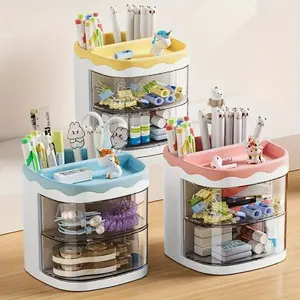 Cute Multi-grid Pen Holder, 1 Count Multi-functional Stationery Storage Box, Desk Organizer for Home Office School Dormitory, Desk Organizer Tidy