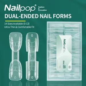 140Pcs Dual-Ended Nail Forms 14 Sizes Ultra-Thin Fit For Nail Extension Salon & Home Use