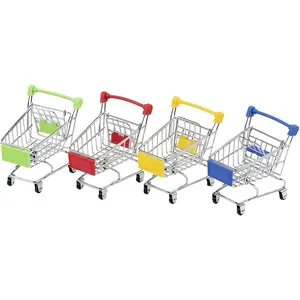 Mini Shopping Cart - Colorful Design in Green, Red, Yellow & Blue, Lightweight and Portable, Ideal for Shopping and Games