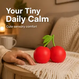 Simulation Cherry Squishy Toy - Portable Soft Squeeze Stress Relief Toy, Vivid Fruit-Shaped Leisure Item, Interactive Gift for Hobby Collectors