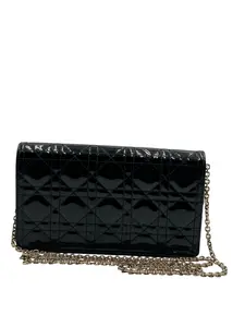Pre-owned DIOR Patent Leather Crossbody Bags VERNIS BLACK WALLET ON CHAIN CROSSBODY