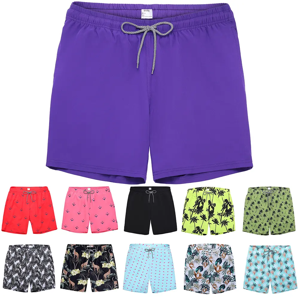 Mens Swim Trunks Quick Dry Board Shorts with Mesh Lining, Breathable Fit Hawaii Beach Shorts Swimwear Bathing Suits