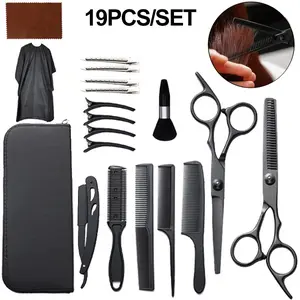 19pcs Hair Cutting Scissors Professional, Thinning Shears for Hair Cutting, Stainless Steel Barber Scissors and Comb, for Salon & Home, Hair Cutting Kits