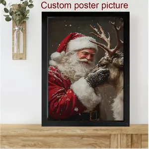 Black Custom Framed Wall Art - 1PC Custom Poster Frame, Animation Character Design, Choose Your Own Photo Frame for Christmas Gifts, Wall Decor 2024