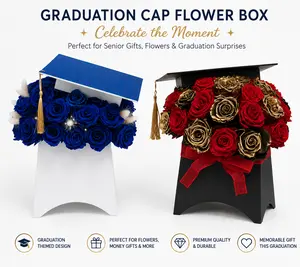 Class of 2026 Graduation Cap Gift Box | Floral Arrangement & Gift Packaging Deluxe Gift Box Premium Gift Box
