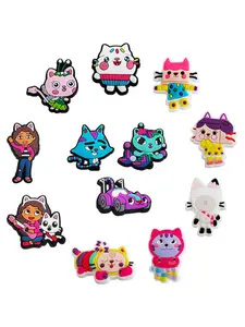 12-Piece Gaby Dollhouse Cartoon Series Cartoon Characters PVC Shoe charms, Durable Cute Sandal Wristbands Decorations, shoe accessory, Footwear Accessories, Party Gift Set for All Seasons