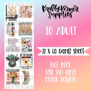 Spring DTF Transfer Gang Sheet, 22 x 60