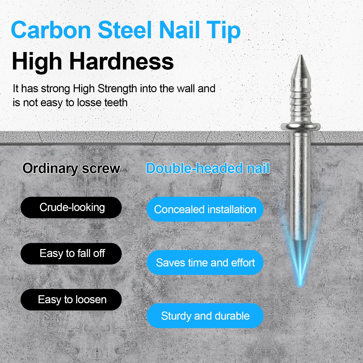 Non-Marking Double-Headed Skirting Nails, No Drilling Required Damage-Free Wall Nails, Easy Installation Mounting Kit for Baseboards, Wall Panels, Furniture Cover Plates, Sturdy Invisible Skirting Board Nails