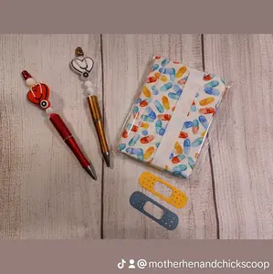 Beaded pens, mini composition notebooks