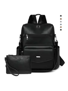 Women's Vintage Versatile Backpack, Large Capacity Multi-Usage Commuter Bag, Waterproof Soft Leather Mommy Bag, Includes Handbag