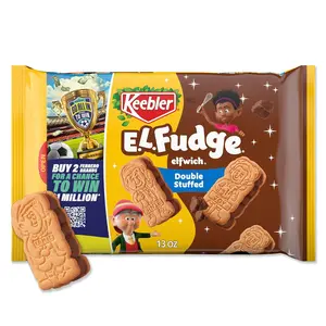 Keebler E.L. Fudge Double Stuffed Elfwich Cookies, Sandwich Cookies Stuffed with Crème Filling, 13 oz