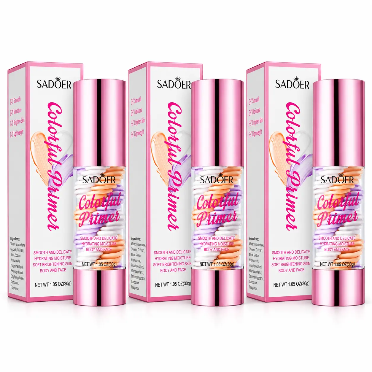 3-in-1 Makeup Primer, Long Lasting & Oil Resistant Face Primer, Pore Blurring Makeup Base with Natural Matte Finish