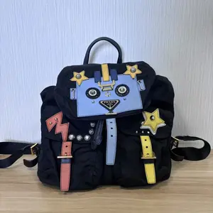 Pre-owned PRADA Robot Nylon Backpack with Saffiano Leather Details