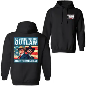 Trump I'm Voting For The Outlaw And Hillbilly American Flag Hoodie, Trump Vance 2024 Shirt, Election Shirt, Gift for Trump Supporter, Full Size