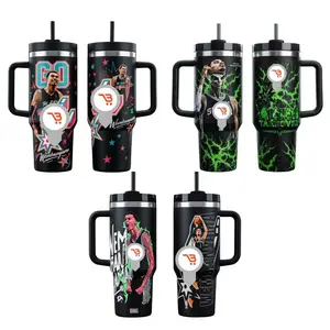 Sports Fan Insulated Tumbler 20oz 40oz, Travel Mug with Handle and Straw, Stainless Steel Hot and Cold Drink Cup, Celebration Gift for Sports Lovers
