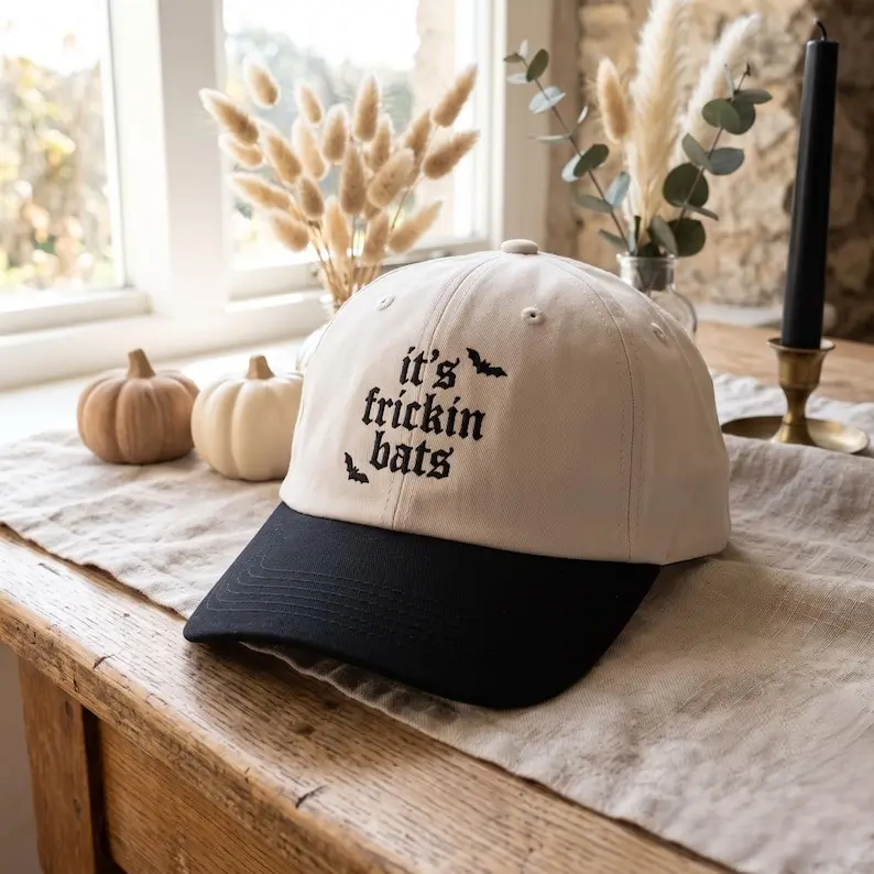 It's Frickin Bats Embroidered Baseball Cap | Funny Halloween Bat Hat | Spooky Season Gift