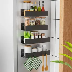 Mobile metal refrigerator magnetic storage rack, multifunctional kitchen/bathroom storage box, simple design, space-saving
