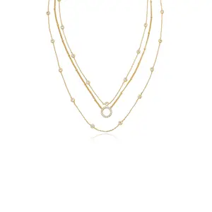 Ettika Monroe Crystal Strand Layered Necklace with Elegant Design and Gold Finish