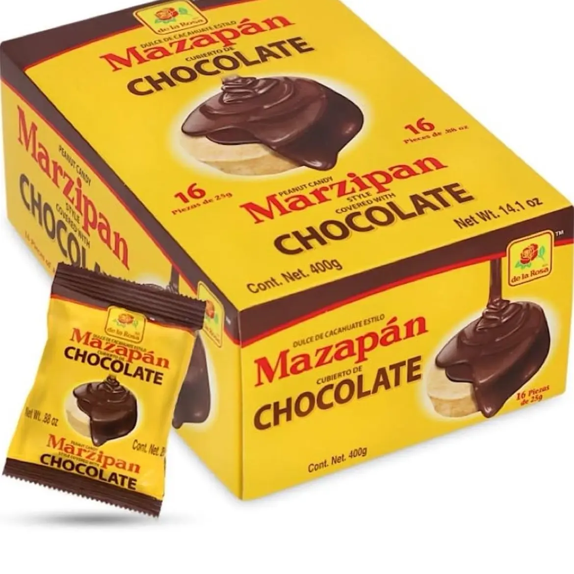 De la Rosa Mazapán - Chocolate covered Sweet Creamy Snack Bonbon Dessert