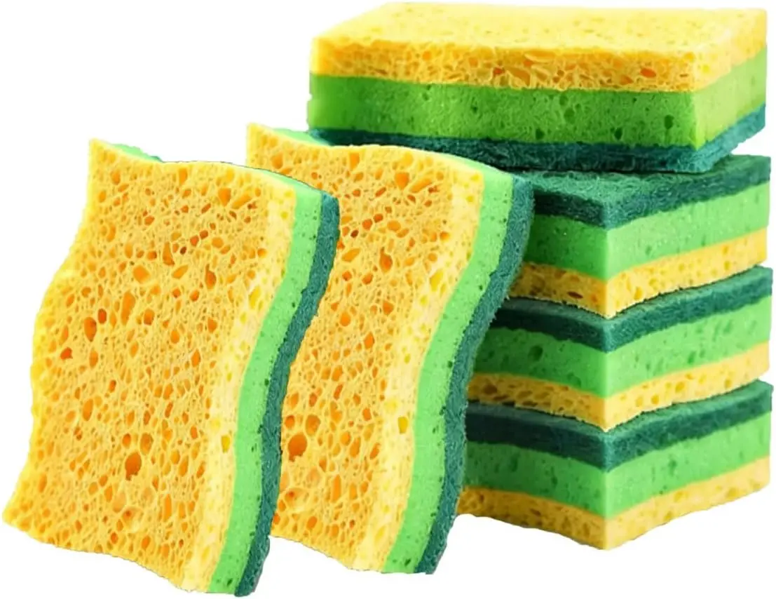 Absorbent Cellulose Kitchen Scrubber Pad - Non-Scratch, Oil-Proof Stove Cooktop Grease Cleaner with Strong Power, Rich Foam - Versatile Sponges & Scouring Pads for Housekeeper Daily Use, Apartment Gift