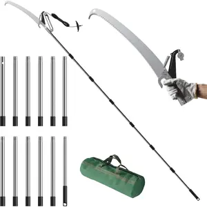 16.5 FT Pole  for Tree Trimming, Manual Pole  & Tree Pruner with SK5 Steel , 4-Pulley Effort-Saving System,  Alloy  for High Branch