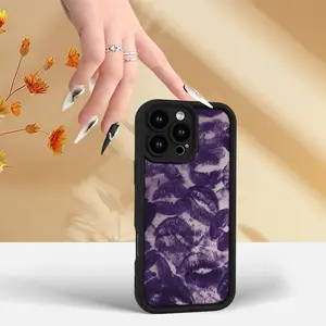 Purple Lip Wrinkle Print Phone Case Compatible with IPHONE16 15 14 13 12 11 XS XR X 7 8 Plus Pro Max Mini Protector Screen Protector Durable Protection