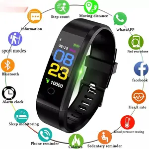 115plus Smart Watch Men Women Fitness Tracker Sport Watch Waterproof Smartwatch Heart Rate Blood Pressure Monitor Smart Band,summervibes