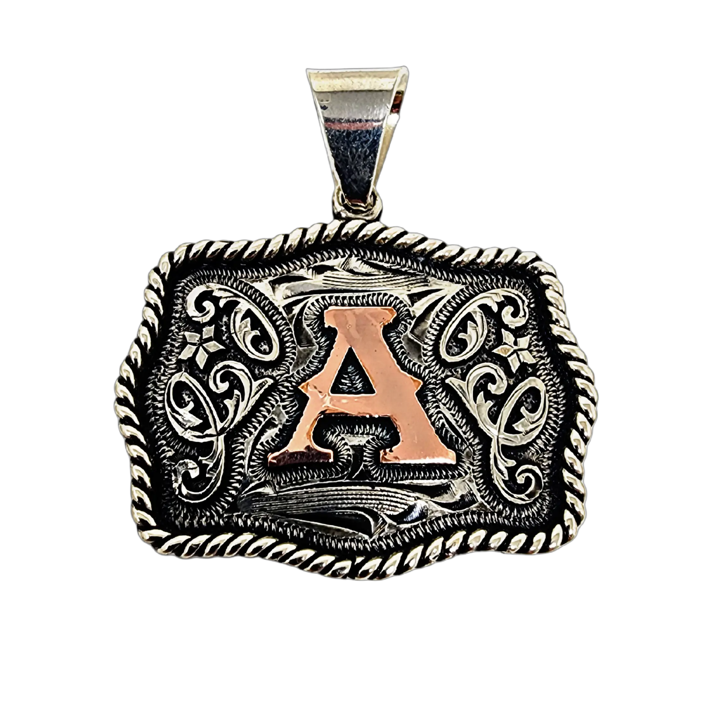 Virginia Collection Initial Mini Buckle Handmade Pendant Necklace & Keychain Jewelry Copper Initial Free 23 Stainless Steel Chain Stylish Playful Charm