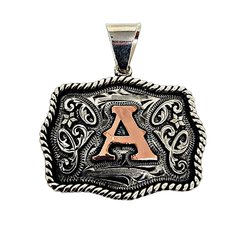 Virginia Collection Initial Mini Buckle Handmade Pendant Necklace & Keychain Jewelry Copper Initial Free 23 Stainless Steel Chain Stylish Playful Charm
