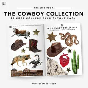 The Cowboy Collection | Western | DIY Collage Cutout Journal Kit | Full Sheet Sticker Adhesive | Scrapbooking | Journal Stickers  | Matte | Decorative Junk Journaling Decor
