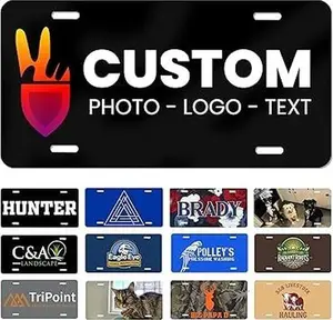 Custom Car License Plate with Photo Text Logo – Personalised Decorative Auto Tag or Wall Sign, 12"x6" Aluminum Plate, Pre-Drilled, Easy to Mount