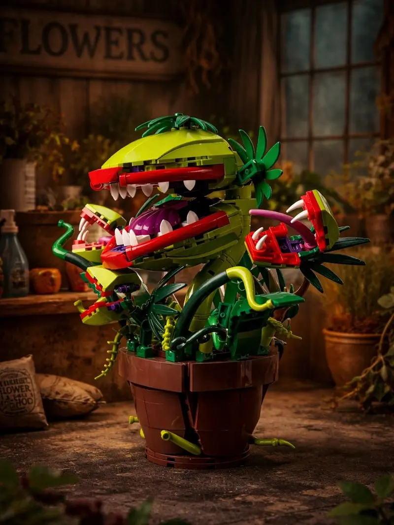 Creative Piranha Plant Building Set, Horror Flower Shop Decoration Bricks, Toy Gift for TV & Film Fans, Building Sets