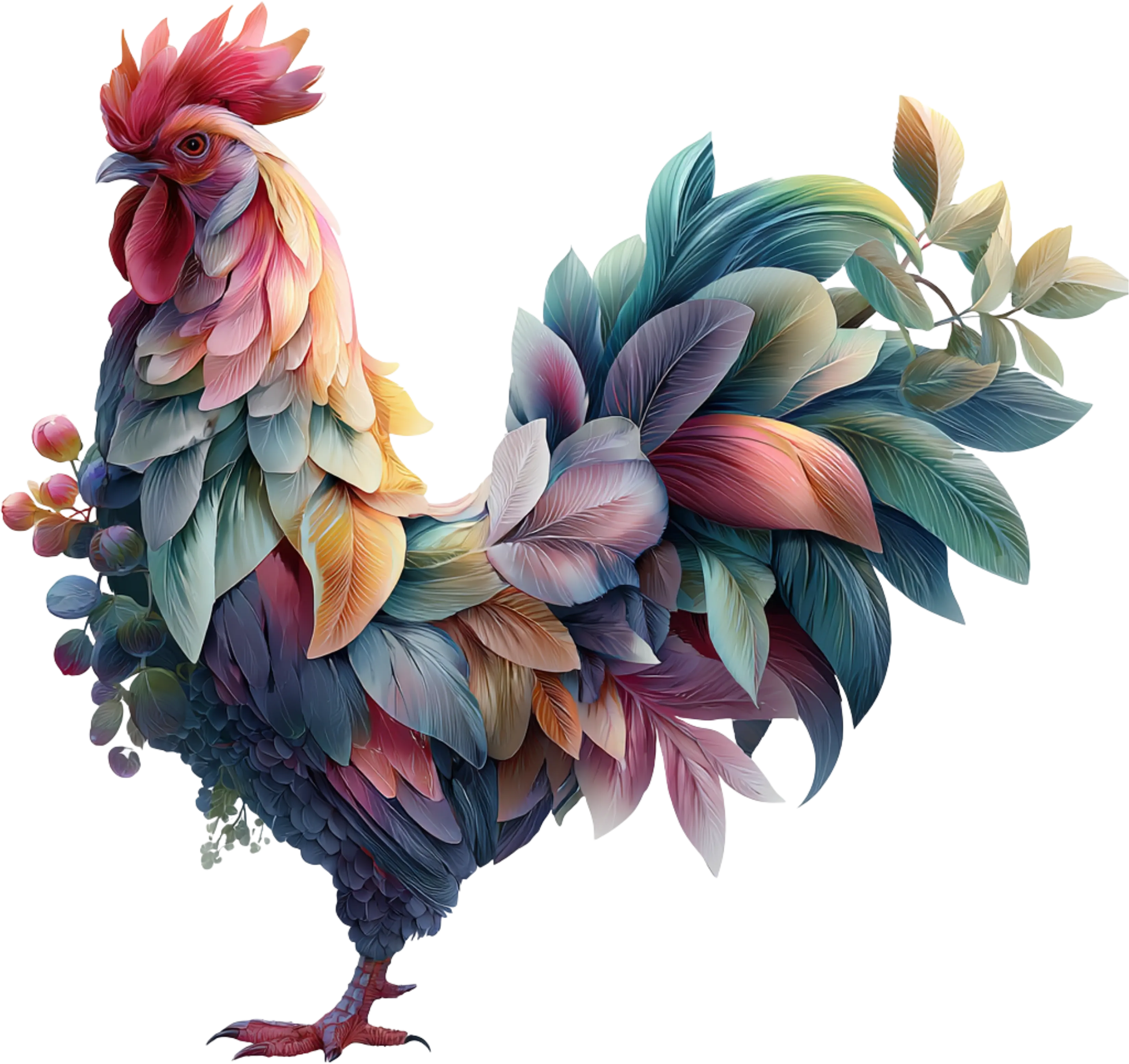 DTF Transfer – Chicken Flowers Multi Sizes (AN-CH005)