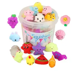 Squishies Squishy Toy 24pcs Party Favors for Kids Mochi Squishy Toy moji Kids Mini Kawaii squishies Mochi Stress Reliever Anxiety Toys Easter Basket Stuffers fillers with Storage Box
