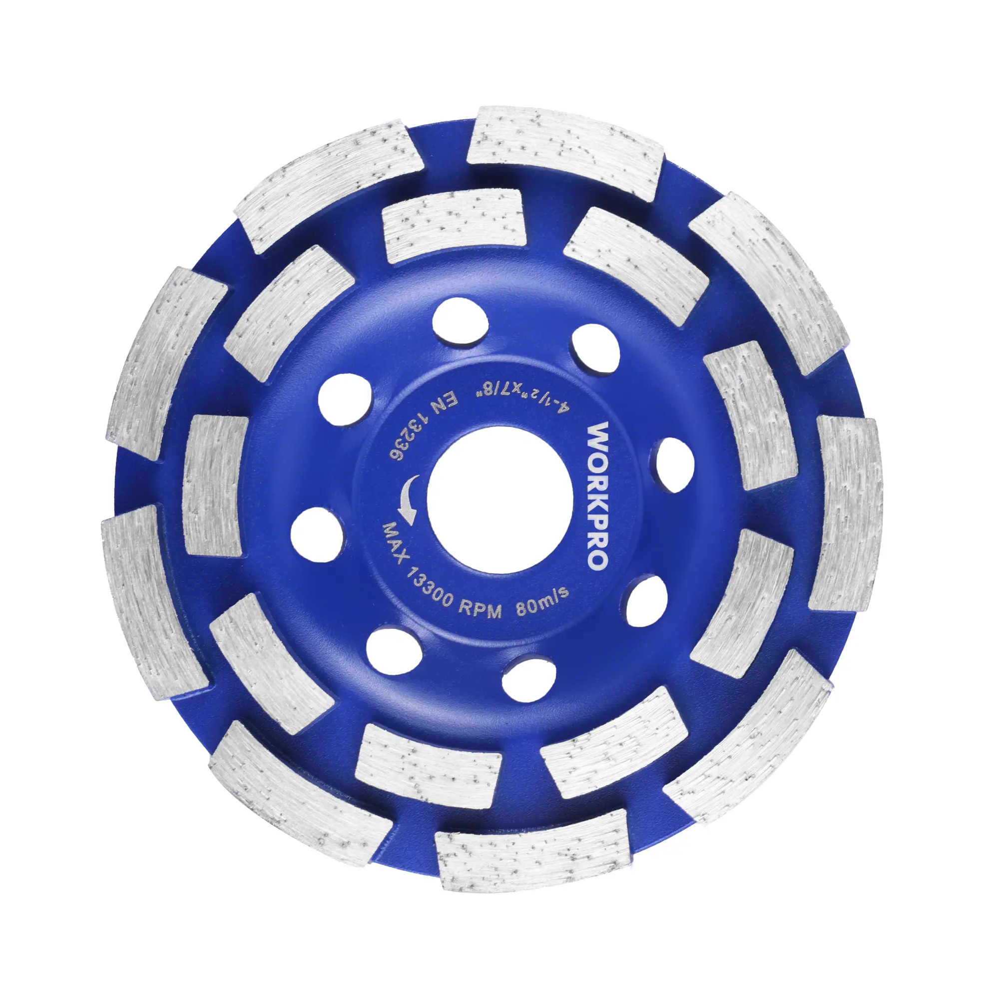 WORKPRO 4.5 Inch Diamond Cup Wheel Double Row, 115mm Concrete Grinding Disc for Angle Grinder, Turbo Grinding Wheel for Concrete, Stone, Masonry Surface Leveling & Coating Removal