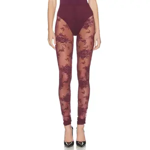 The Andamane Zillah Lace Leggings in Cabernet